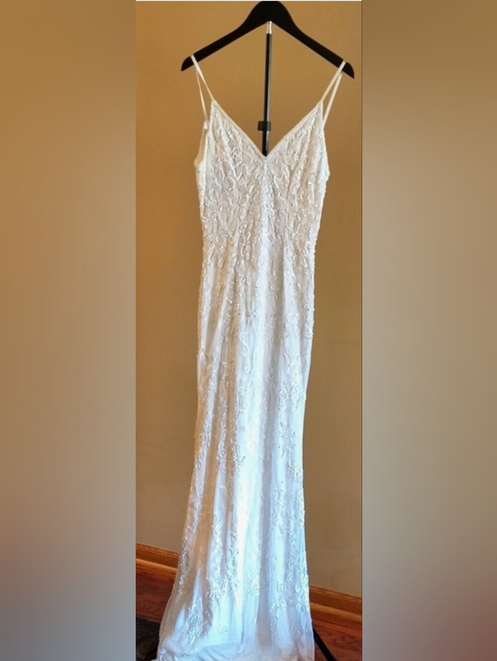Lulu's White Beaded Spaghetti-Strap Maxi Dress